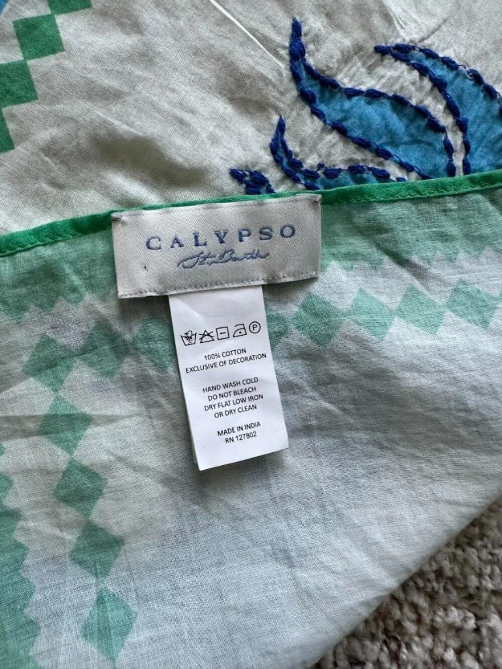 Calypso St. Barth Large Embroidered Travel Wrap Vacation Print Palm Beach